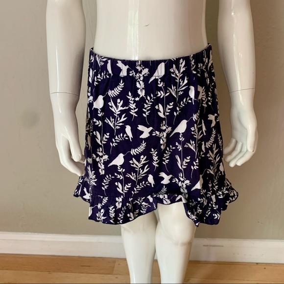 OSCAR DE LA RENTA Girls Cotton Poplin Bird Print Skirt Elastic Waist Ruffle Hem - Picture 7 of 16